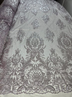 Tul Bordado Con Diseño En Acabado Glitter Color Morado- HH169 — Palacio Glamour