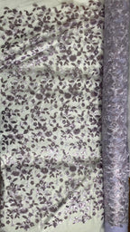 Tul Bordado Diseño Floral Con Lentejuela Color Lila-HH195 — Palacio Glamour