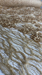Tul Bordado Diseño Floral Con Lentejuela Color Oro -HH198 — Palacio Glamour