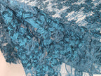 Tul Bordado Diseño Floral Con Lentejuela Color Petroleo Obscuro -HH198 — Palacio Glamour