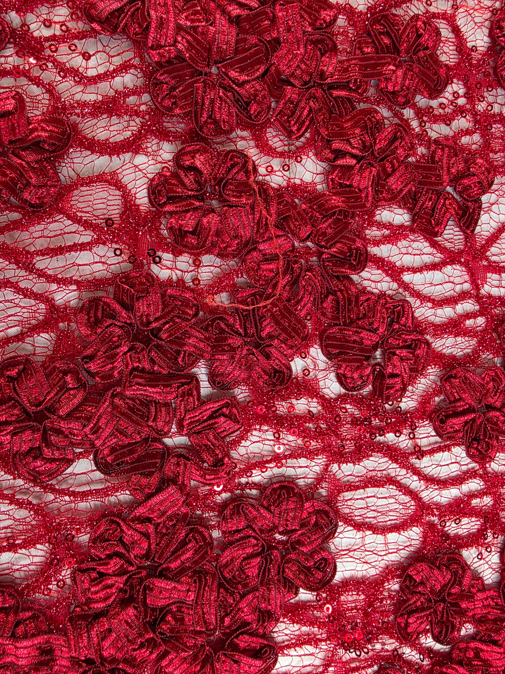 Tul Bordado Diseño Floral Con Lentejuela Color Vino -HH198 — Palacio Glamour