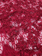 Tul Bordado Diseño Floral Con Lentejuela Color Vino -HH198 — Palacio Glamour