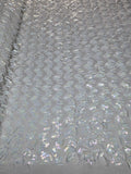 Tul Bordado Con Textura De Flequillos en Lentejuela Color Hueso -HH209 — Palacio Glamour