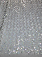 Tul Bordado Con Textura De Flequillos en Lentejuela Color Hueso -HH209 — Palacio Glamour