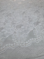 Tul Bordado Floral Con Lentejuelas Oro Color Hueso -HH214 — Palacio Glamour