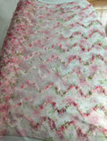 Tul Bordado Floral Con Aplicaciones 3D Color Rosa -HH215 — Palacio Glamour