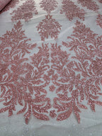 Tul Bordado Con Estampado Glitter Color Coral- HH239 — Palacio Glamour