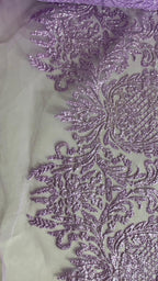 Tul Bordado Con Estampado Glitter Color Lila- HH239 — Palacio Glamour
