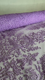 Tul Bordado Con Estampado Glitter Color Lila- HH239 — Palacio Glamour