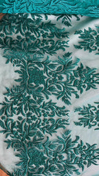 Tul Bordado Con Estampado Glitter Color Turquesa- HH239 — Palacio Glamour