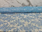 Tul Bordado Con Estampado en Glitter Diseño Floral Color Azul- HH240 — Palacio Glamour