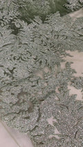 Tul Bordado Con Estampado Glitter Color Sage- HH252 — Palacio Glamour