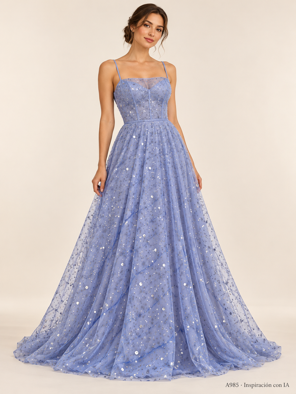 Tul bordado color azul rey A985 — Palacio Glamour
