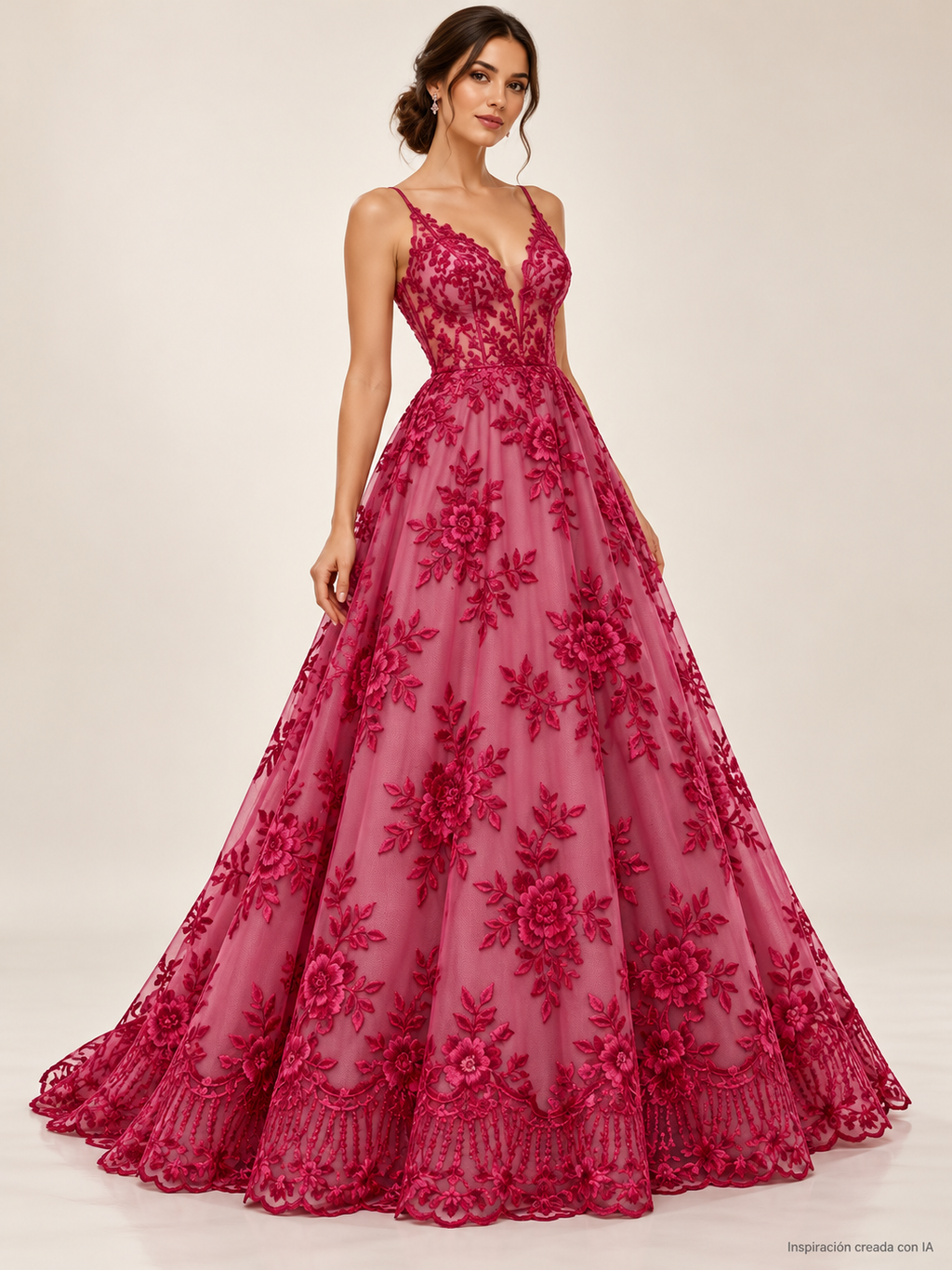 Tul bordado color rojo quemado A837 — Palacio Glamour