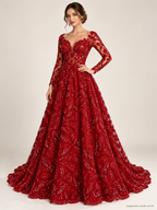 Tul bordado color rojo A864 — Palacio Glamour