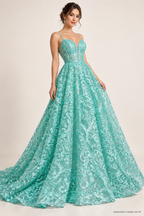 Tul bordado color menta A778 — Palacio Glamour