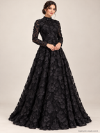 Tul bordado color negro A615 — Palacio Glamour