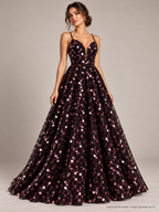 Tul bordado color negro palo de rosa a789 — Palacio Glamour