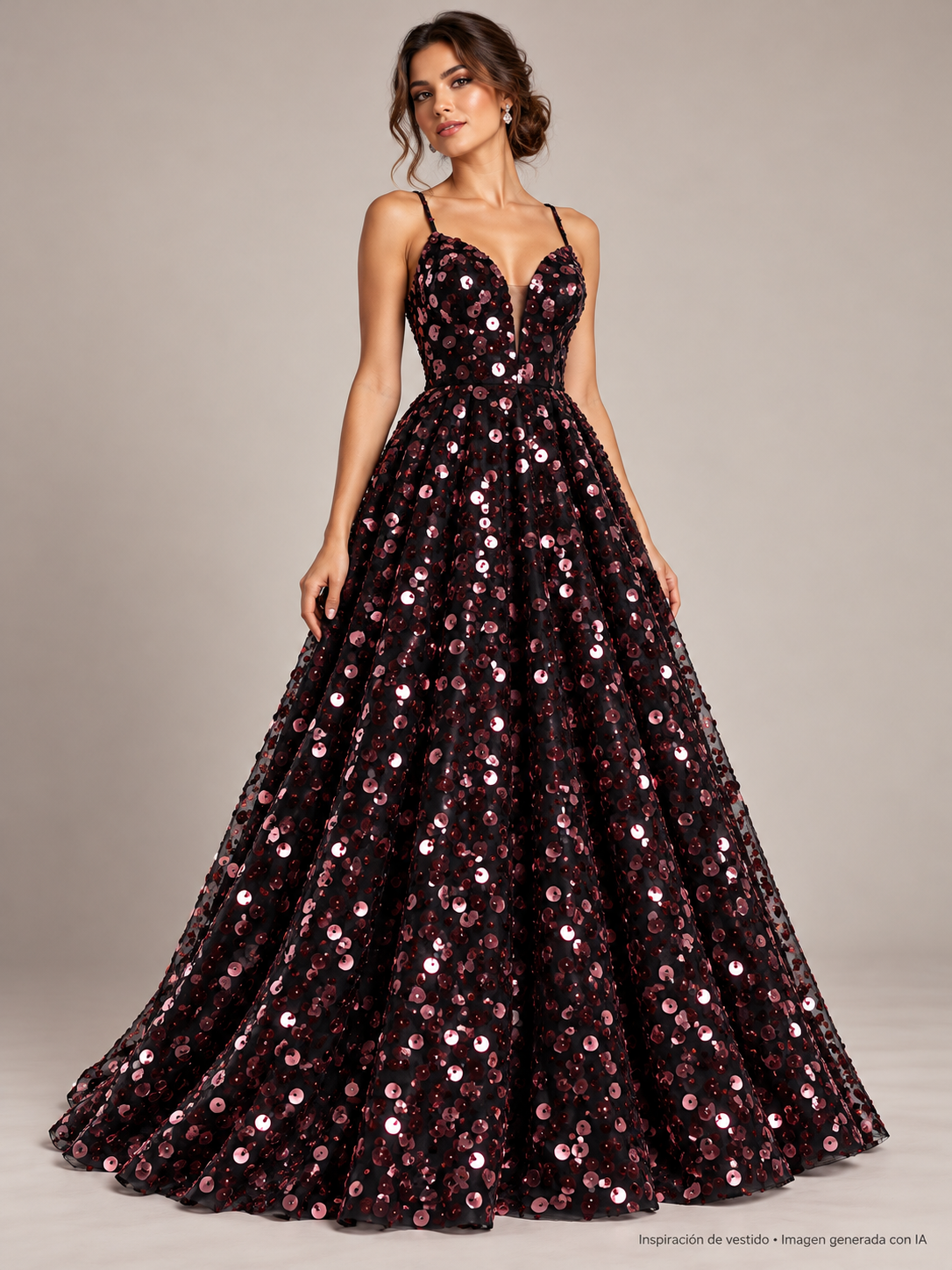 Tul bordado color negro palo de rosa a789 — Palacio Glamour