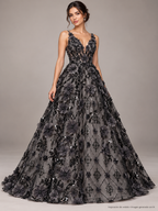 Tul bordado color negro A862 — Palacio Glamour