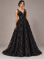 Tul bordado color negro A873 — Palacio Glamour