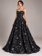 Tul bordado color negro A927 — Palacio Glamour