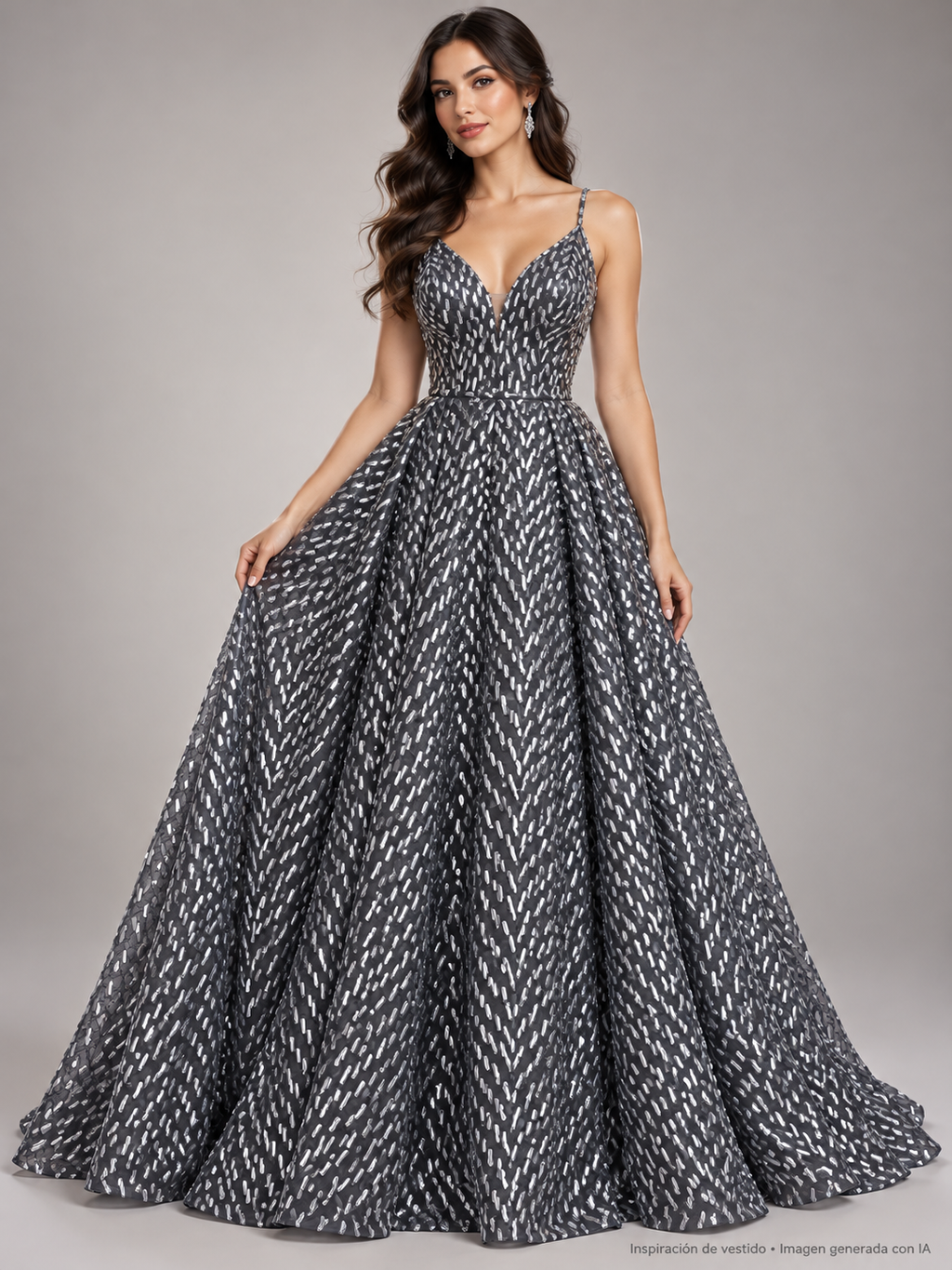 Tul bordado color plata H034 — Palacio Glamour