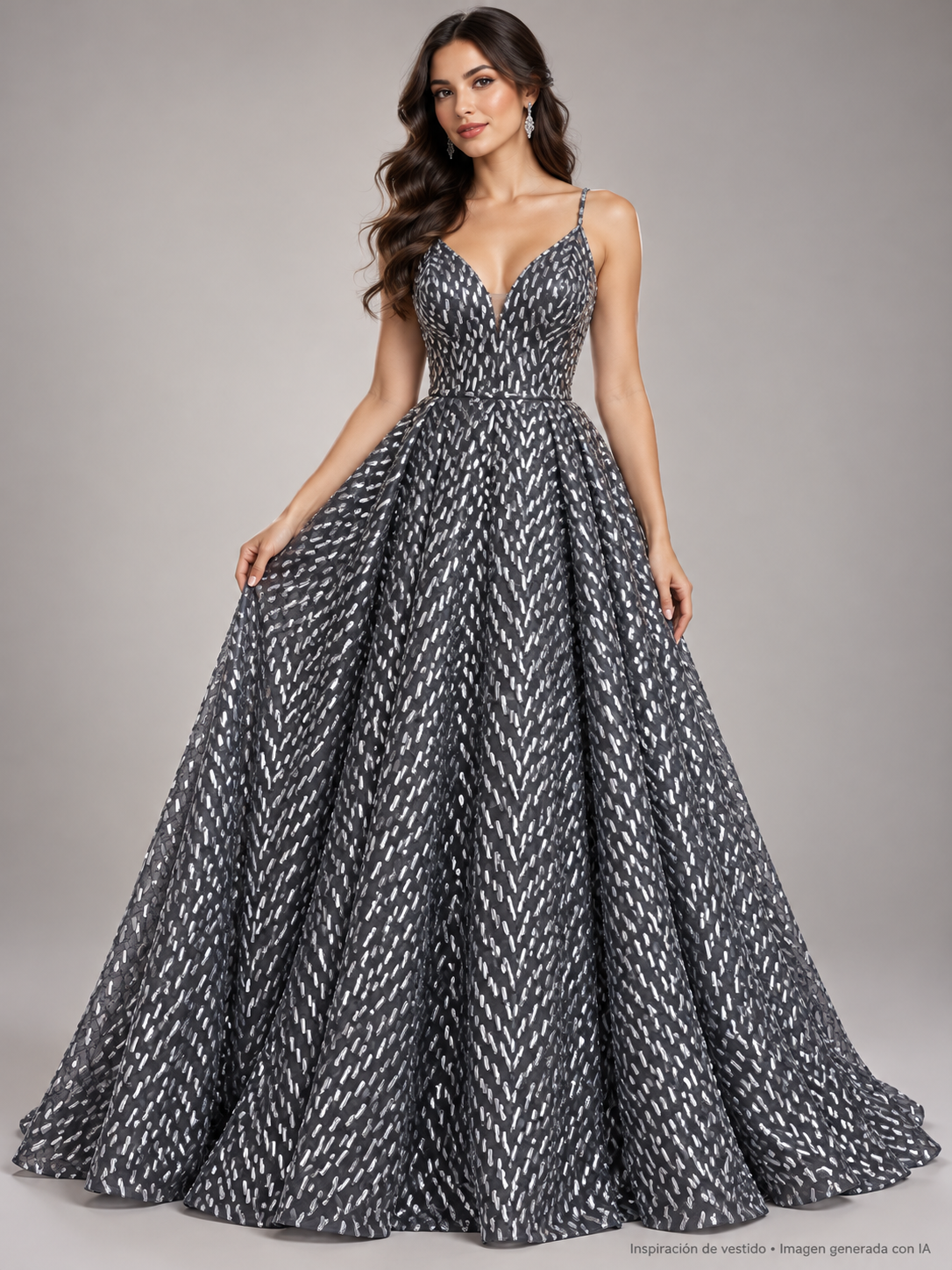 Tul bordado color plata H034 — Palacio Glamour