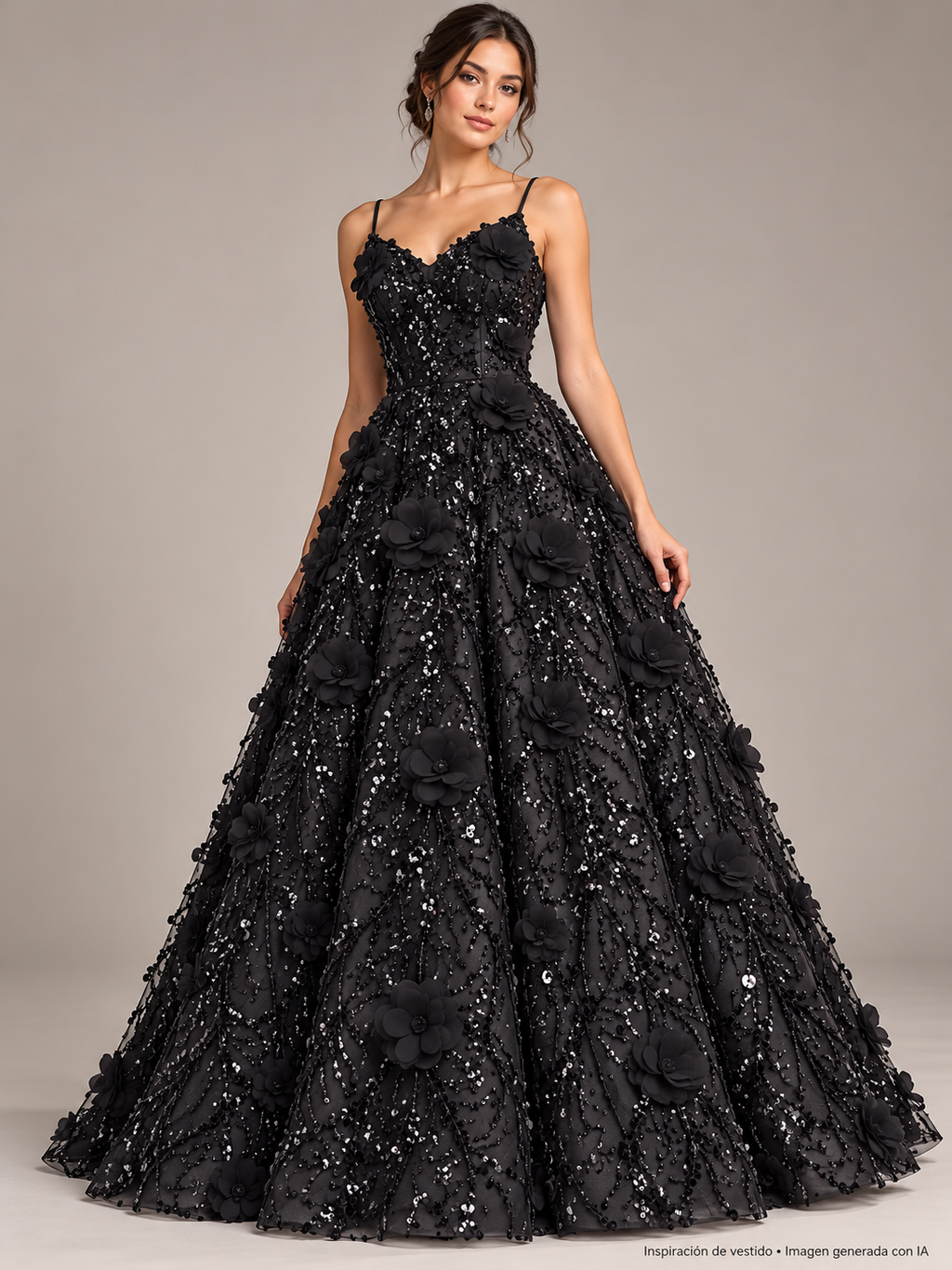 Tul bordado color negro H147 — Palacio Glamour