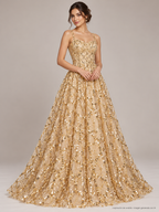 Tul bordado color oro A943 — Palacio Glamour