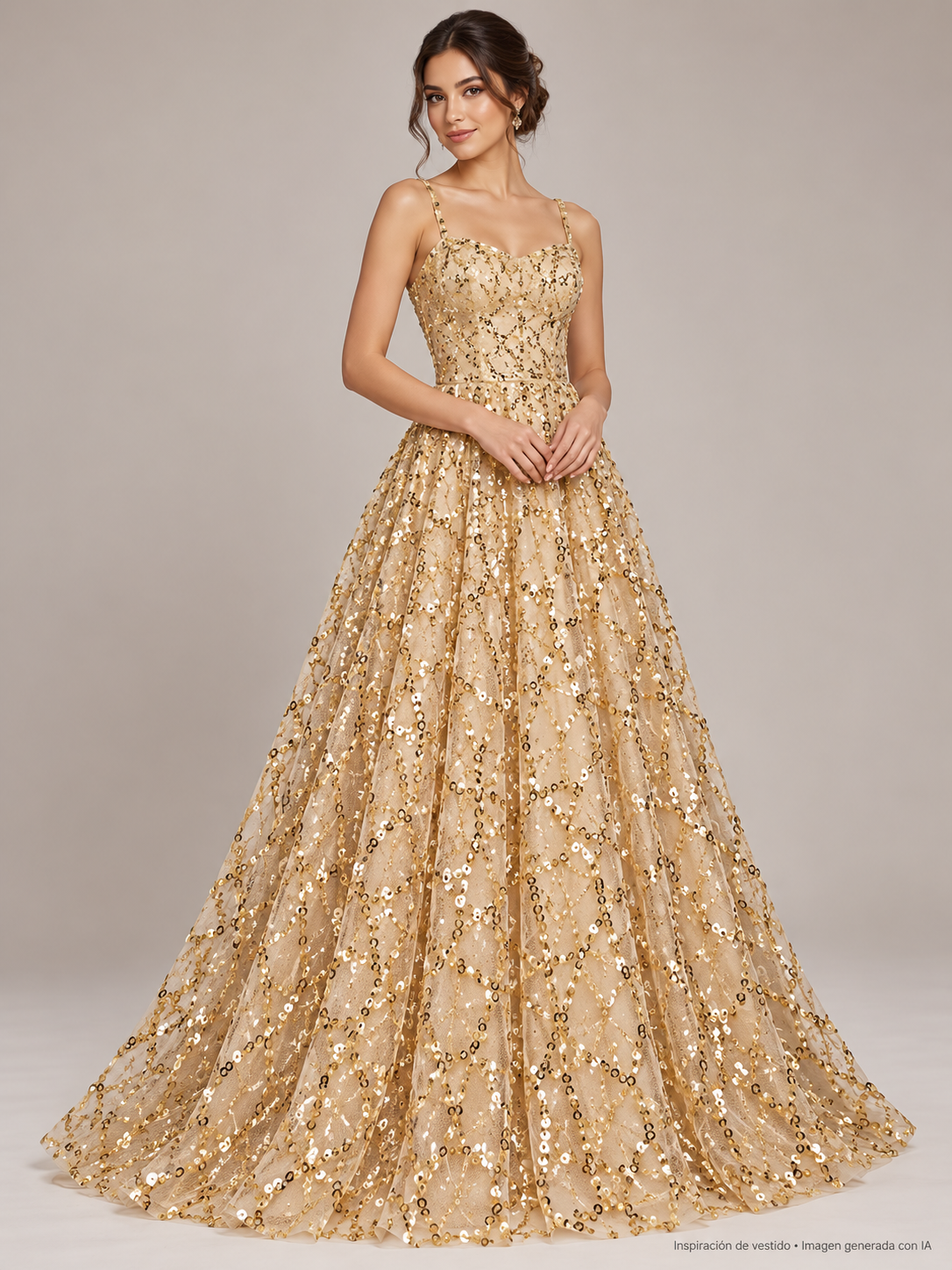 Tul bordado color oro A943 — Palacio Glamour