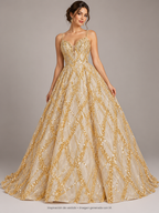 Tul bordado color oro A826 — Palacio Glamour