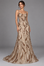 Tul bordado color nude A860 — Palacio Glamour
