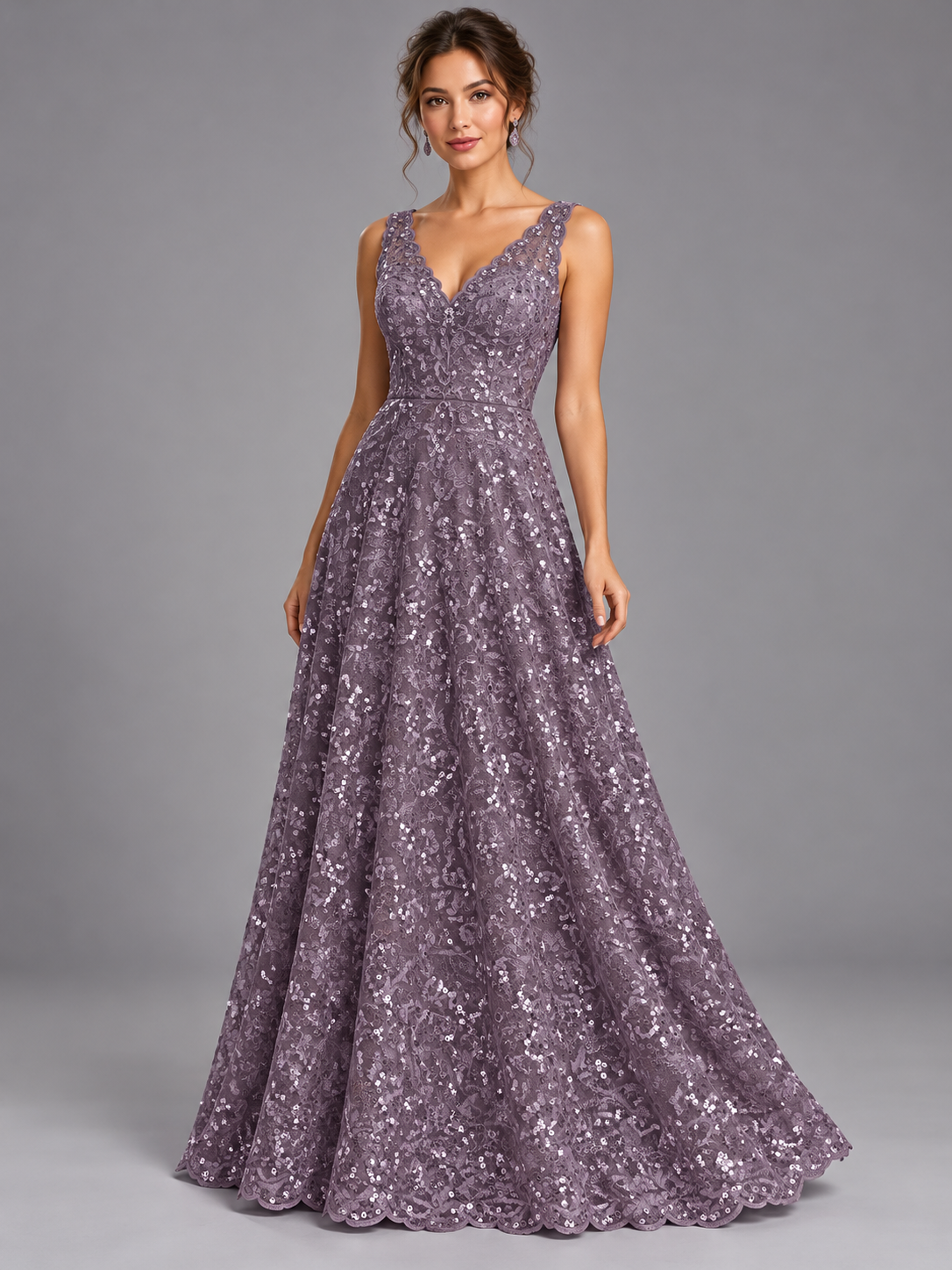Tul bordado color malva H178 — Palacio Glamour