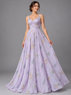 Tul bordado color lila H190 — Palacio Glamour