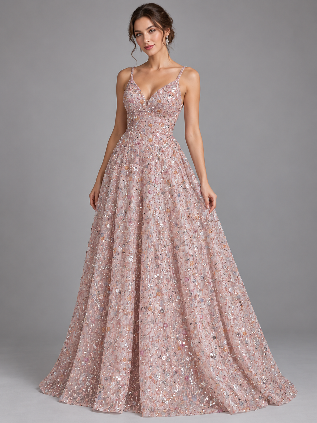 Tul bordado color rosa H171 — Palacio Glamour