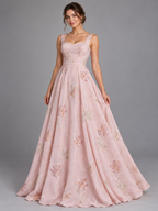 Tul bordado color rosa H190 — Palacio Glamour