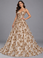 Tul bordado color oro H177 — Palacio Glamour