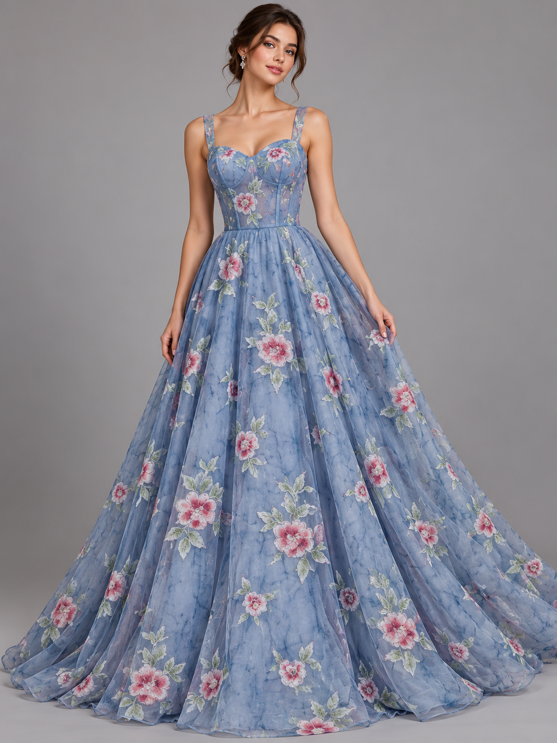 Tul bordado color plumbago H184 — Palacio Glamour