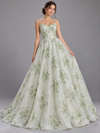 Tul bordado color verde H188 — Palacio Glamour