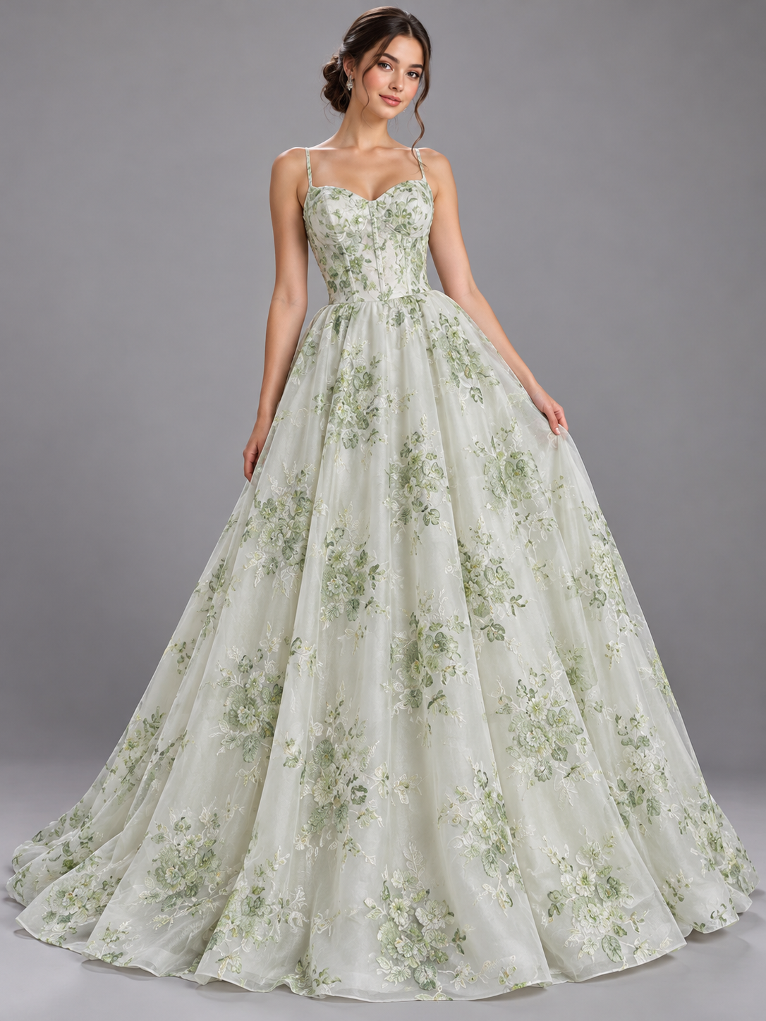 Tul bordado color verde H188 — Palacio Glamour