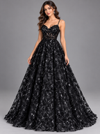 Tul bordado color negro H209 — Palacio Glamour