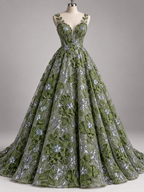 Tul bordado color verde H234 — Palacio Glamour
