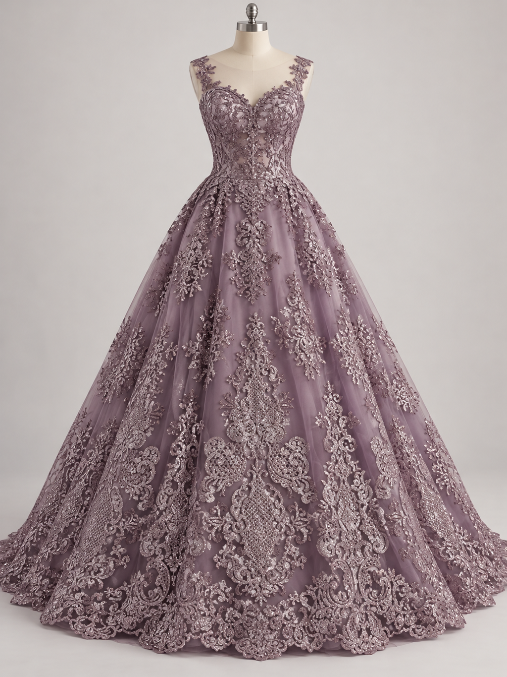 Tul Bordado Con Diseño En Acabado Glitter Color Morado- HH168 — Palacio Glamour