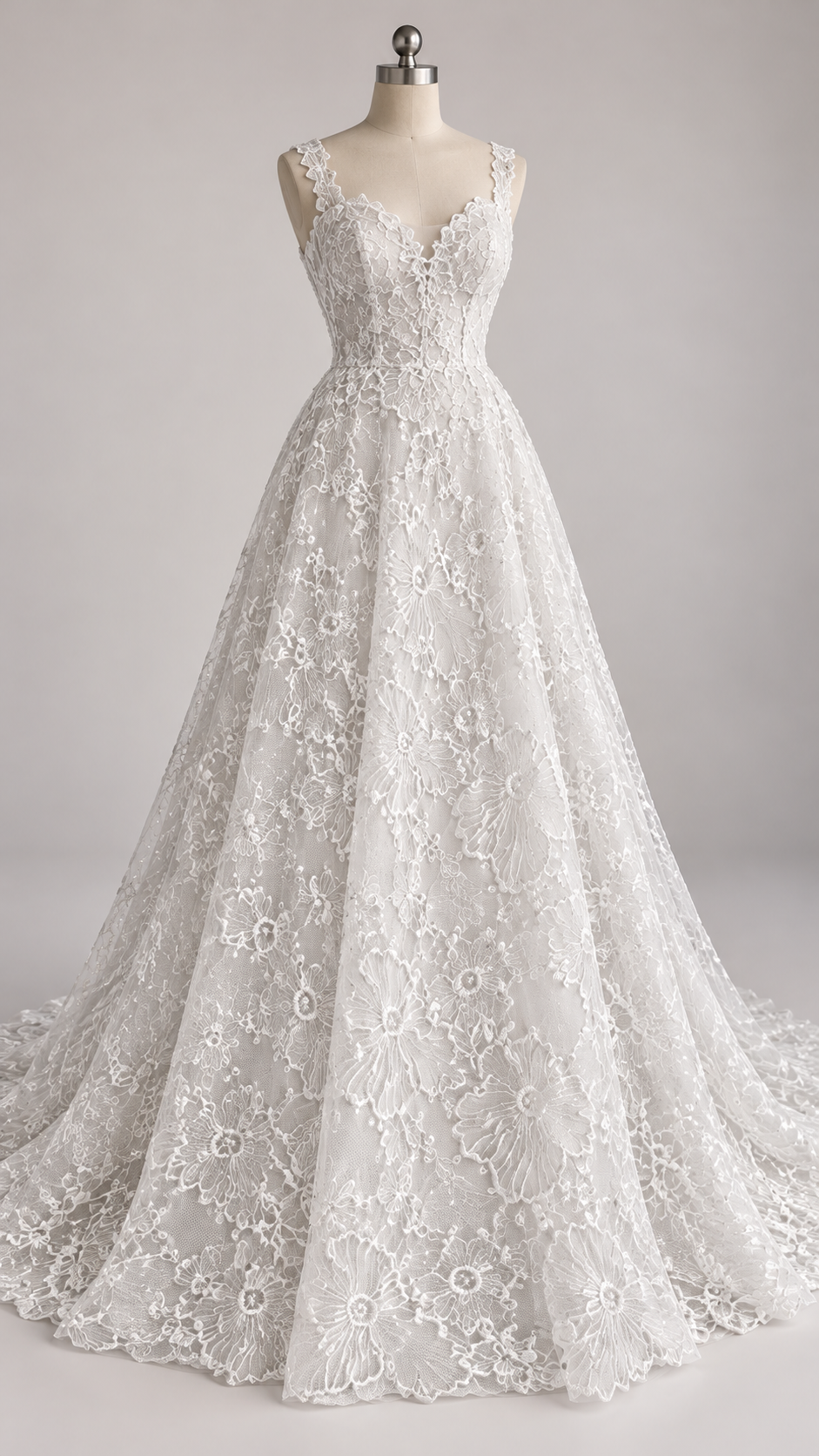 Tul Bordado Con Diseño Floral Color Blanco- HH173 — Palacio Glamour