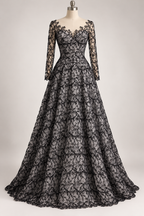 Tul Bordado Diseño Floral Con Ramajes Color Negro -HH175 — Palacio Glamour