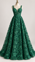 Tul Bordado Con Diseño Floral Con Lentejuela Color Botella -HH193 — Palacio Glamour