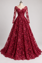 Tul Bordado Con Diseño Floral Con Lentejuela Color Vino -HH193 — Palacio Glamour