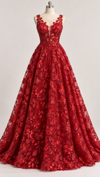 Tul Bordado Diseño Floral Con Lentejuela Color Vino -HH195 — Palacio Glamour