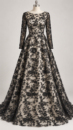 Tul Bordado Diseño Floral Con Lentejuela Color Negro -HH195 — Palacio Glamour